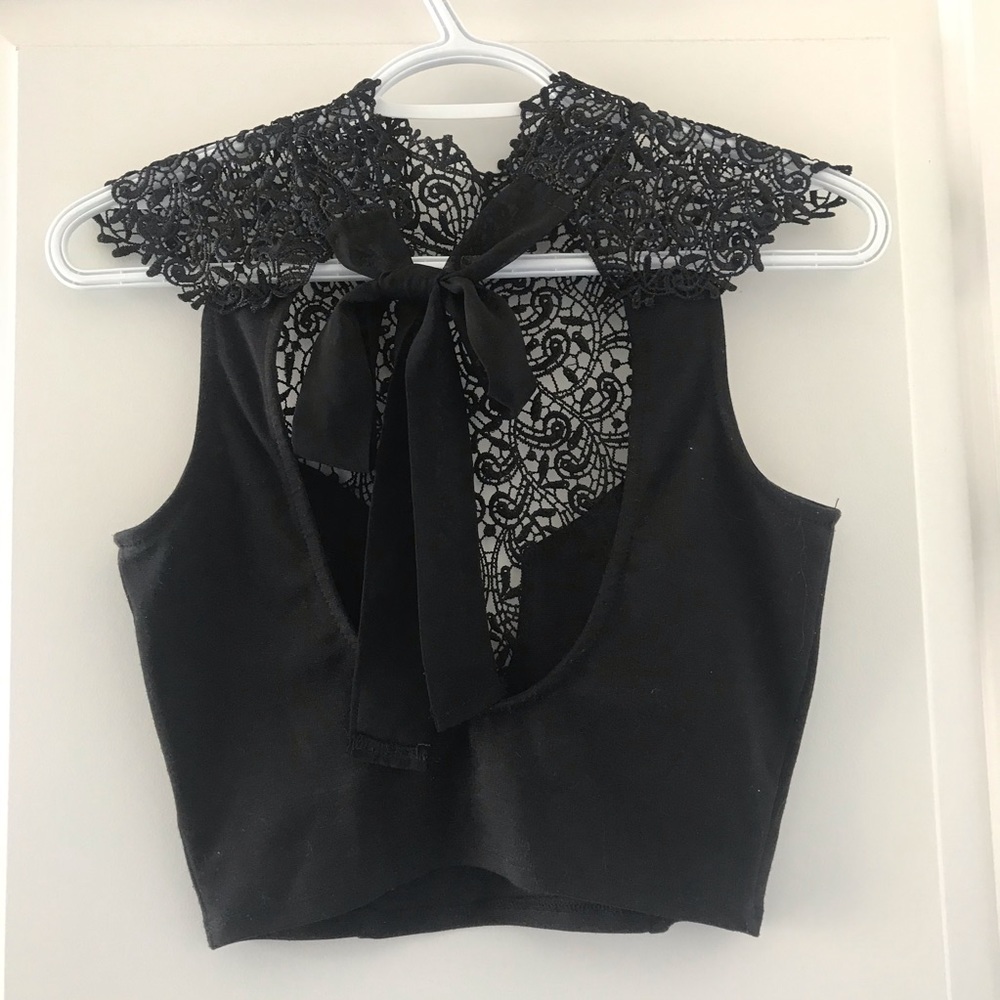 Black lace crop top
